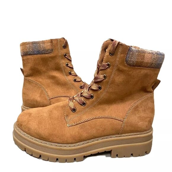 Maurices Morgan Women's Hiker Boot Plaid Detail Tan Size 9.5 - Picture 2 of 5